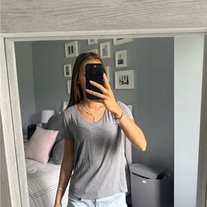 Gray V-Neck Women's Top